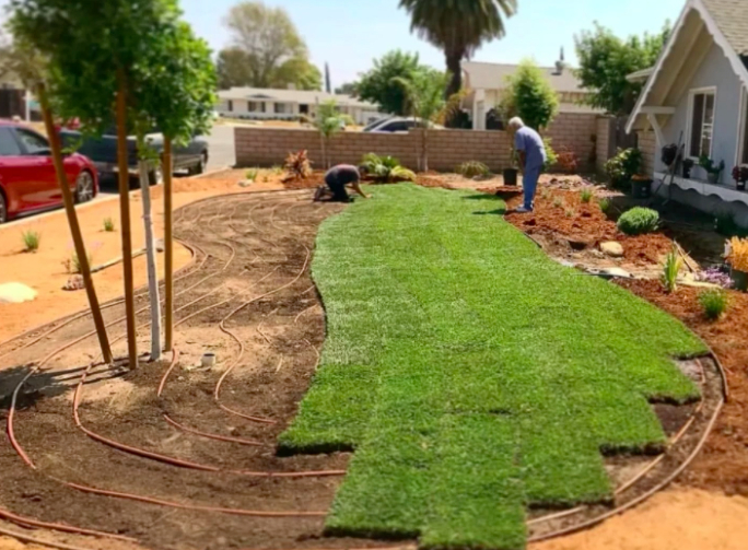 this image shows turf installation in Encinitas, California